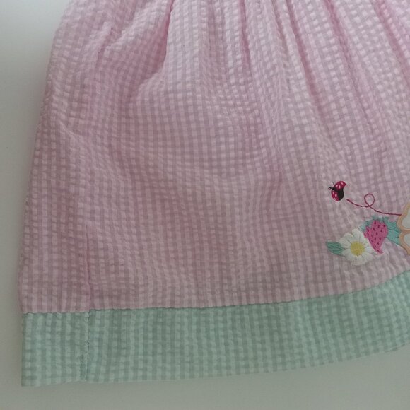 Vintage Sears Baby Pink Checkered Gingham Toddler Dress Sz 2T 24 Months Flower - Picture 5 of 15
